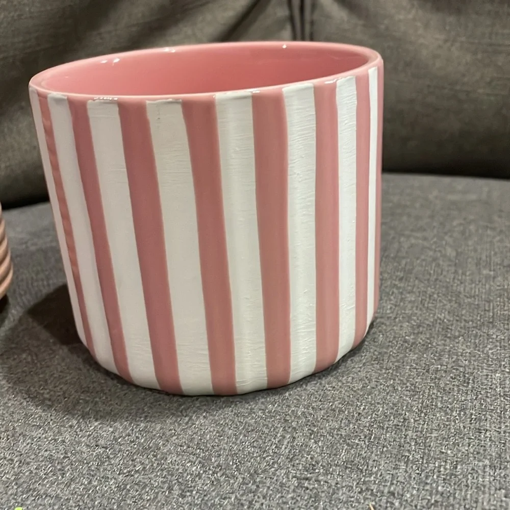 Pink and White Striped Ceramic Stiped Planter Set Target Playground Bullseye
